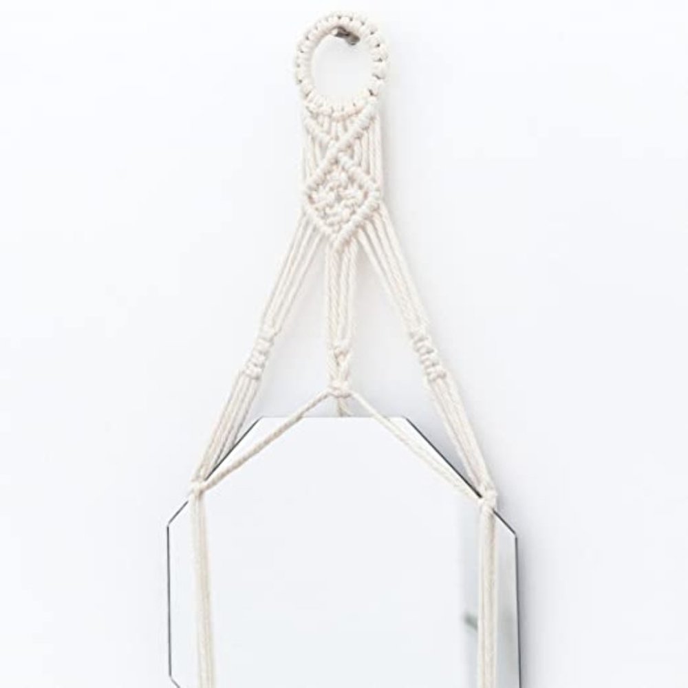 Boho Macrame Wall Hanging Mirror Geometric NWT - Picture 4 of 6